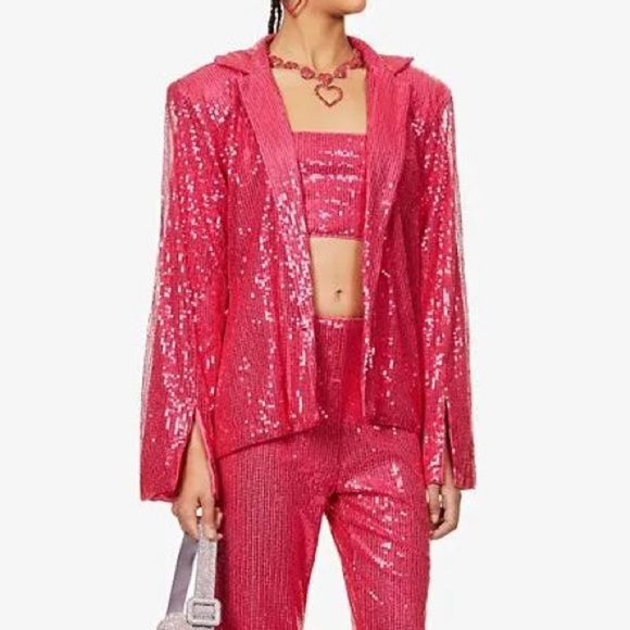 Amy Lynn Plunge Neck Sequin Blazer Size Large - Picture 6 of 14